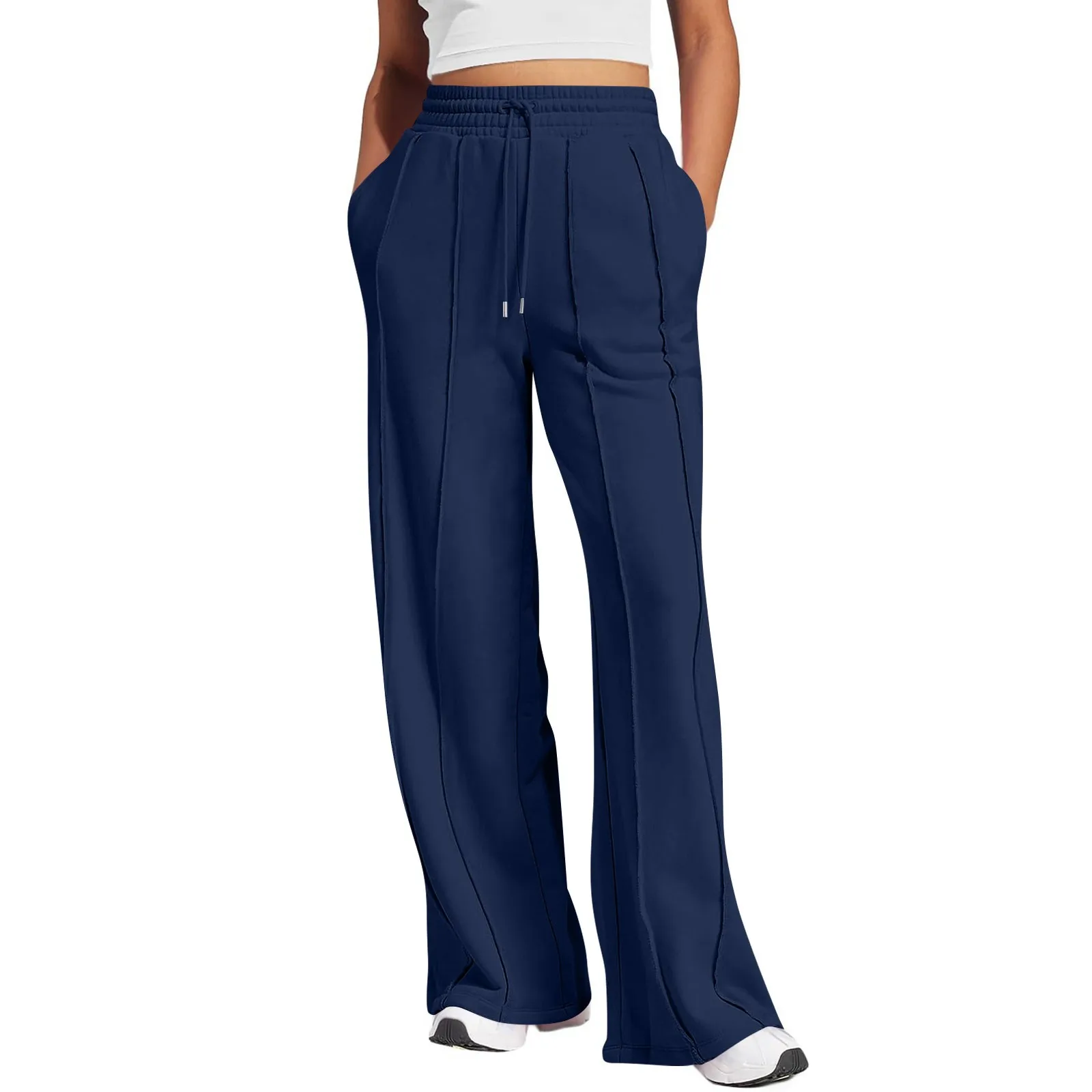 Wide Leg Pants For Women’S Sweatpants Straight Pants Bottom All-Math Plain Fitness Joggers Pants Travel Basic Pants With Pockets