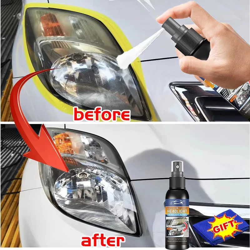 Kit de restauración de faros de coche, eliminador de arañazos de faros, juego de líquido polaco para limpieza y eliminación de oxidación, accesorios para automóviles