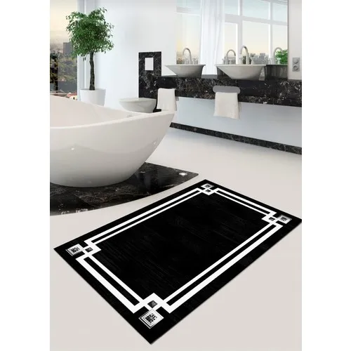 Ardizayn Talya-Black 70x120 cm Slip-Resistant Not Peel Washable Leather Floor Bath Mat