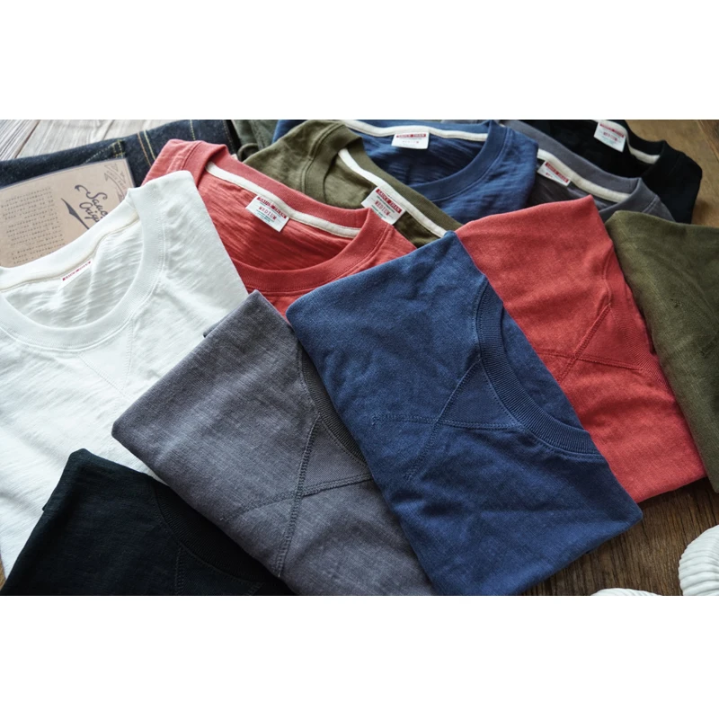 

Ретро чистый хлопок ort Sve round Ne футболка для мужчин молодежная Facebook Basic Sle летнее новое поступление бамбуковый узел базовый слой