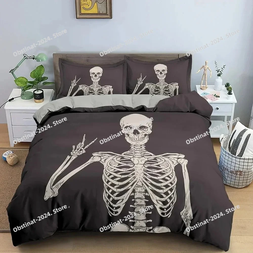 

3D Print Skull Rose Skeleton Bedding Set Duvet Cover Bed Set Quilt Cover Pillowcase Comforter king Queen Size Boys Adult