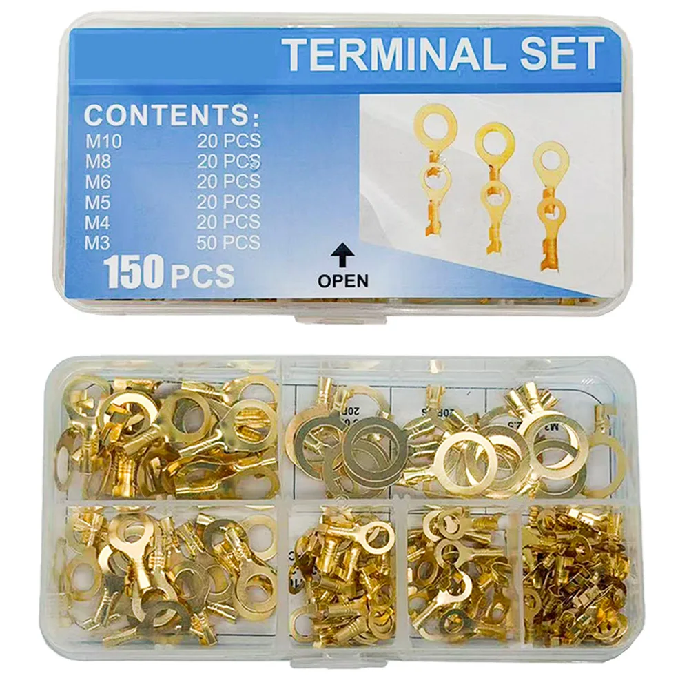 150pcs 8 Types Metal Wire Lugs Crimp Wire Connector Eyelets Cable Connection Clamp for Industrial Electric Battery