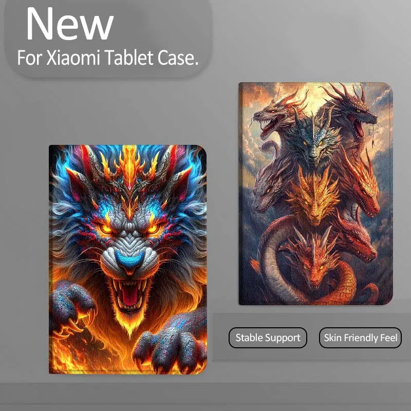 

Headed Dragon Illustration Tablet Case For Xiaomi Redmi Mi Pad 4 5 6 7 8 K SE Mini Pro Plus Max 10.1 11.2 inch
