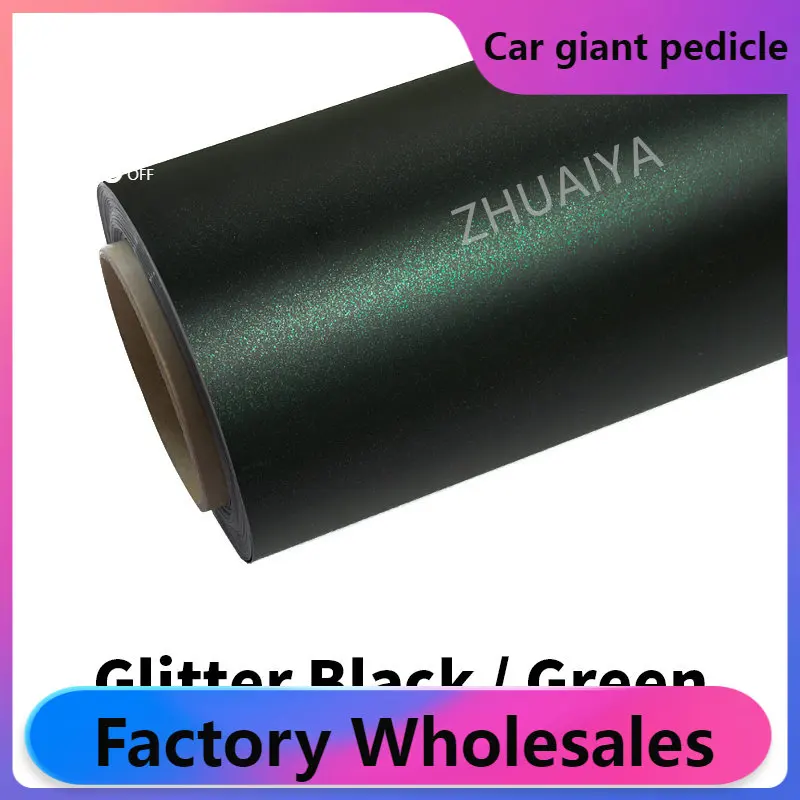 Highest quality Chameleon Glitter Green Vinyl Wrap film wrapping film bright 152X18m roll quality Warranty covering film voiture