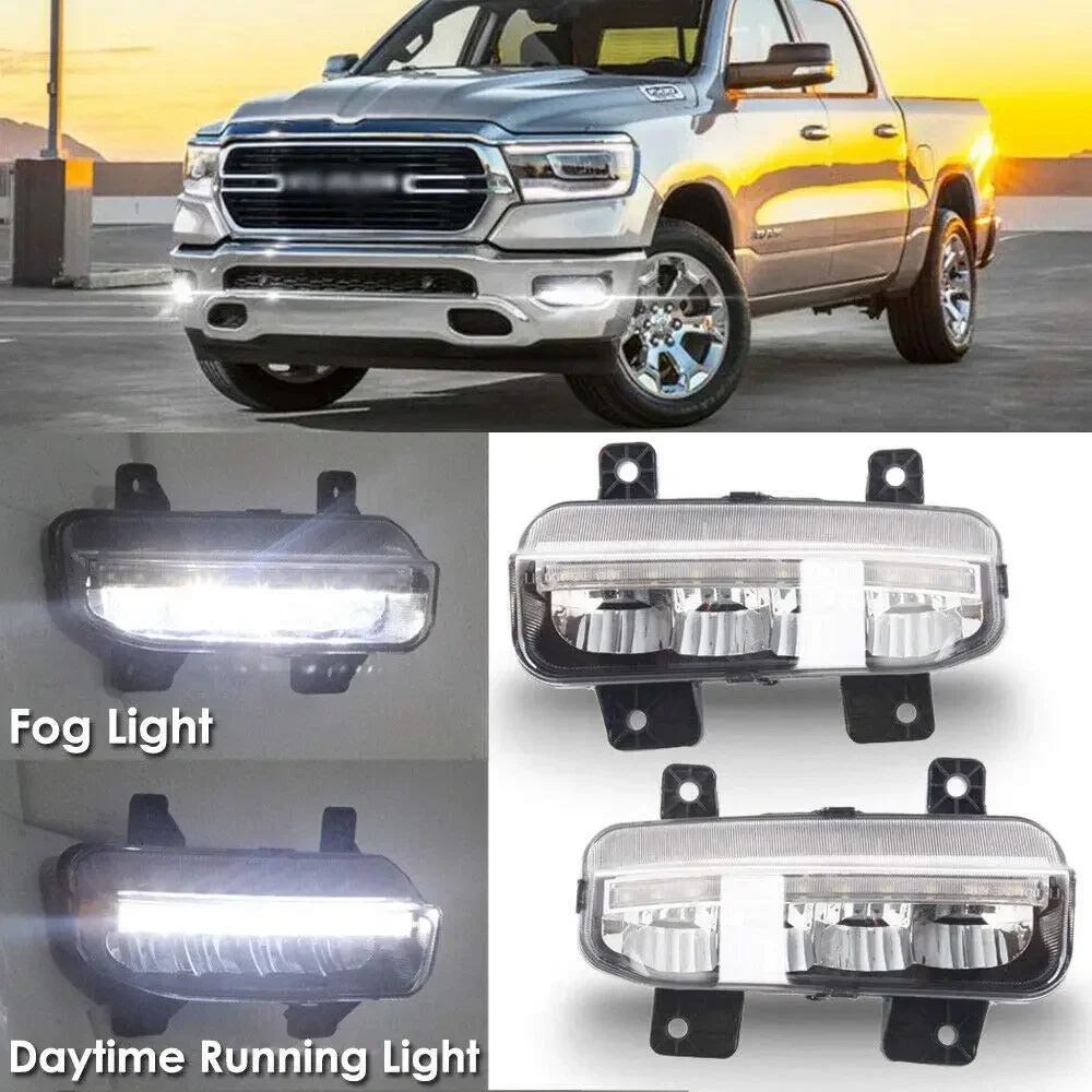 

LED Fog Lights with DRL For Dodge Ram 1500 DT 2019 2020 Front Bumper Driving Lamps Daytime Running Light Clear lens