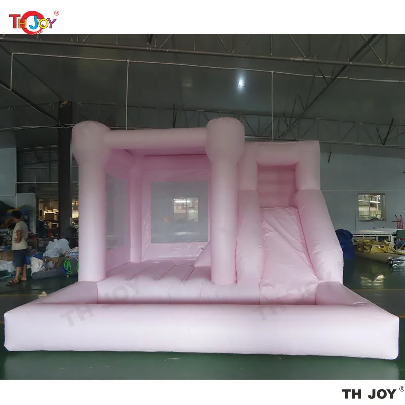 Commercial Inflatable White Wedding Bounce House With Slide And Ball Pit PVC Pink Jumper Moonwalks Bridal Bouncy Castle For Kids