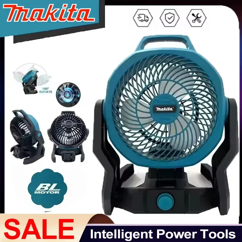 

Makita 21V Cordless Head 3-Speed Adjustable Portable Table Fan Multi-Purpose Powered Desktop & Floor Fan for Camping