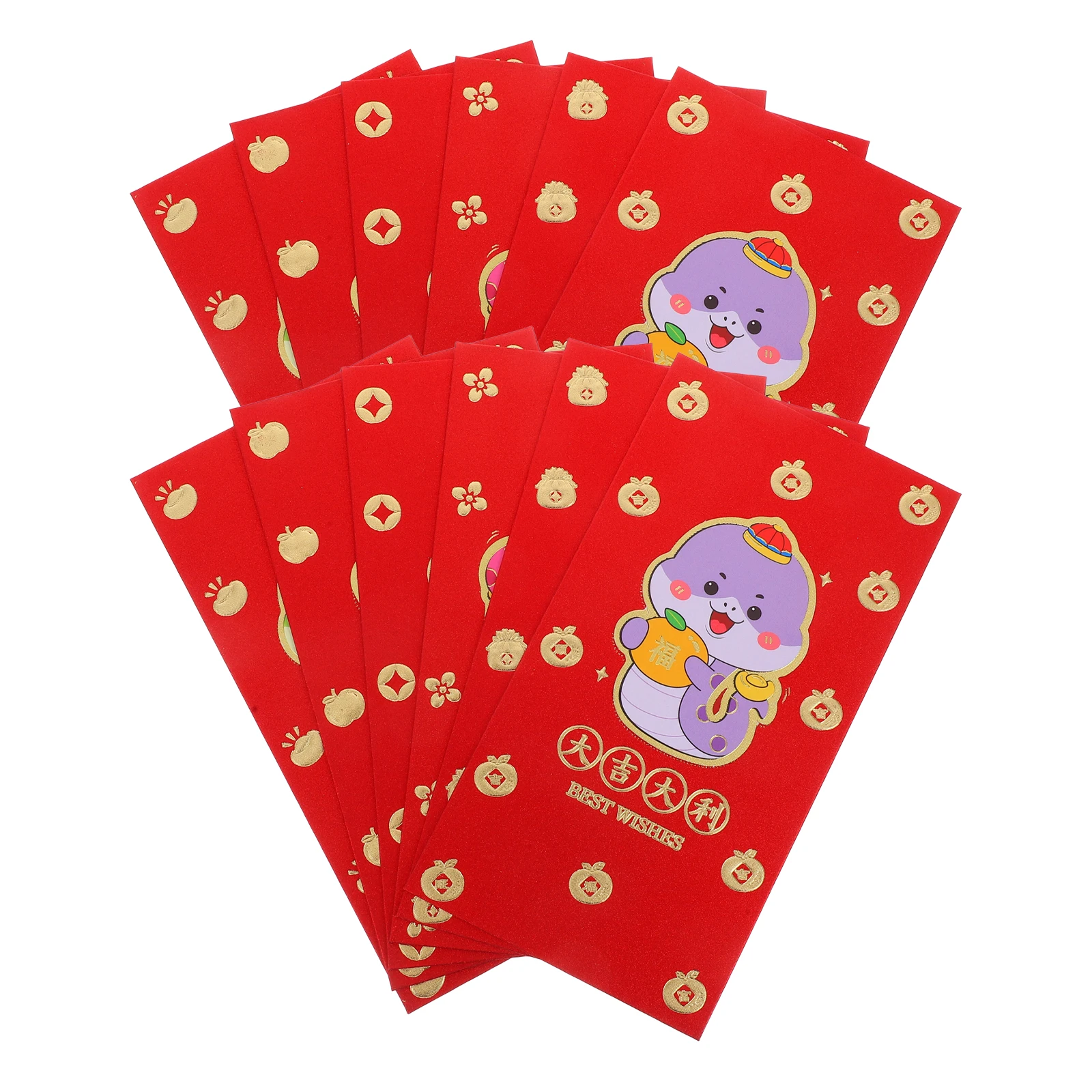 

12pcs Red Envelopes Chinese New Year 2025 Lucky Money Bags Cash Packets Spring Festival Zodiac Snake Glitter Matte for Lunar