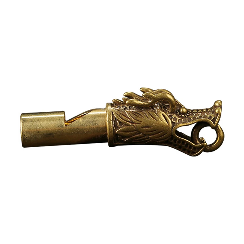 

[SH]1PC Handmade Brass Dragon HEAD Whistle Keychain Pendant Men Women Outdoor Survival Tool Necklaces Charm Key Ring