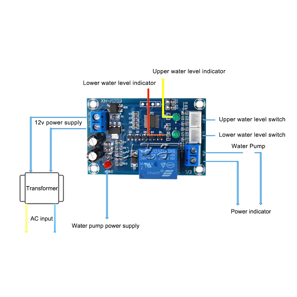 XH-M203 water level controller automatic water level controller water level switch level water pump controller 12V Relay Output