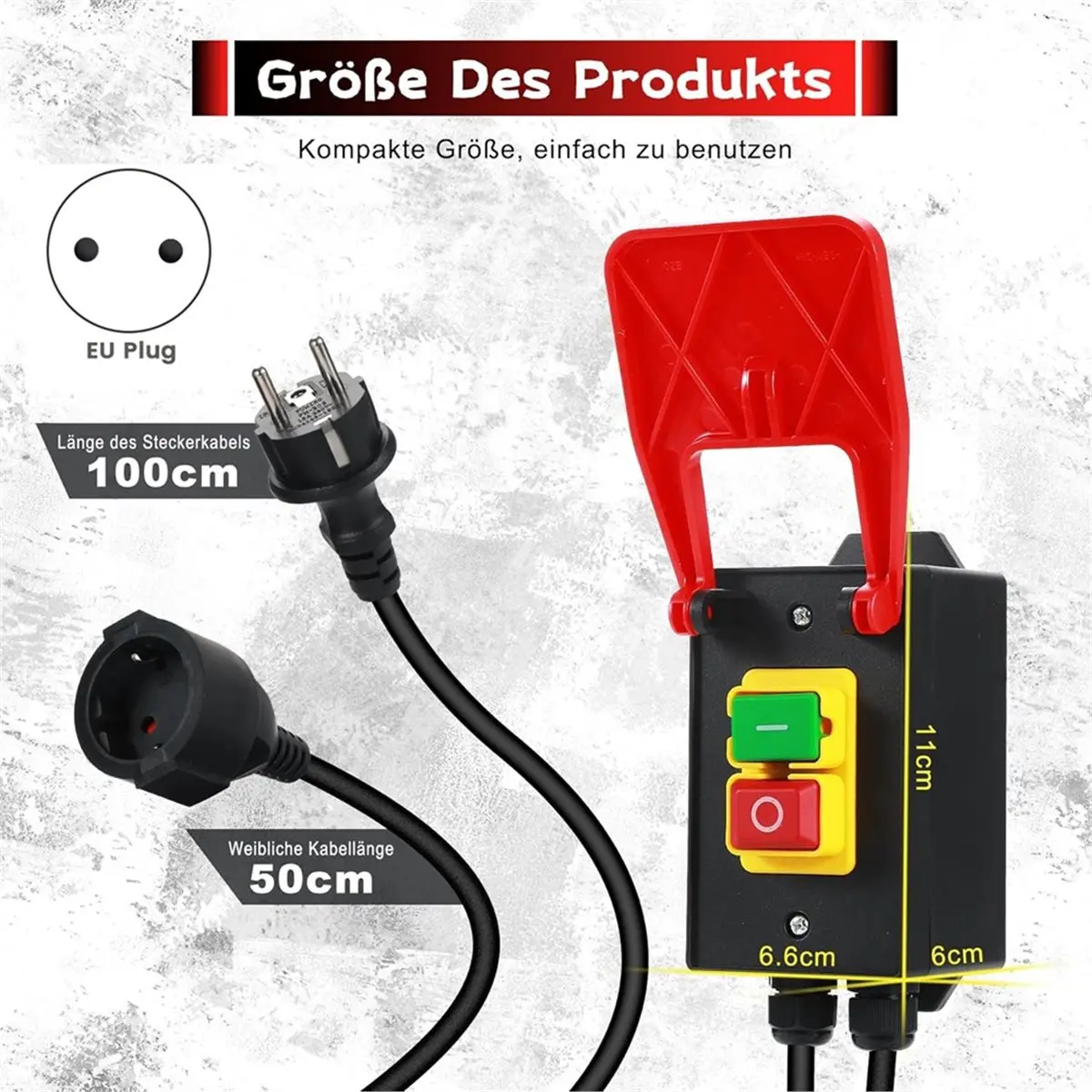 Interruptor liga/desliga monofásico 230v, interruptor de botão eletromagnético para mudar rapidamente mesas de fresagem plugue da ue