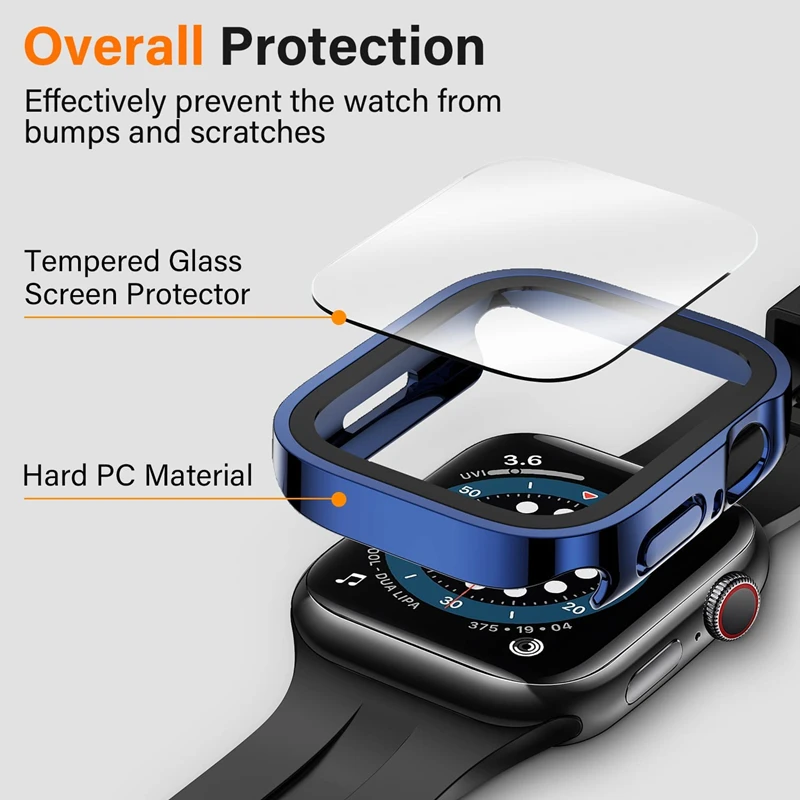 Case For Apple Watch 7 8 45mm 41mm 49mm 44mm 40mm straight edge Waterproof Screen Protector Cover Case iWatch 4 5 SE 6 7 8 Ultra