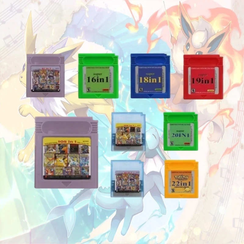 Pokemon Series 108 IN 1 61 in 1 20In1 18in1 Games In 1 GBC Video Game Cartridge Card English Version for GBC/GBA/SP/GBM