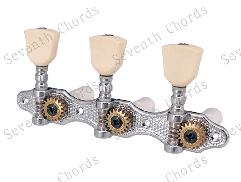 Ein Set Jadegrüne Trapezförmige Knöpfe 3R3L Chrom-Saitenstimmer Mechaniken für Klassische Gitarren Zubehörteile – Detail 12