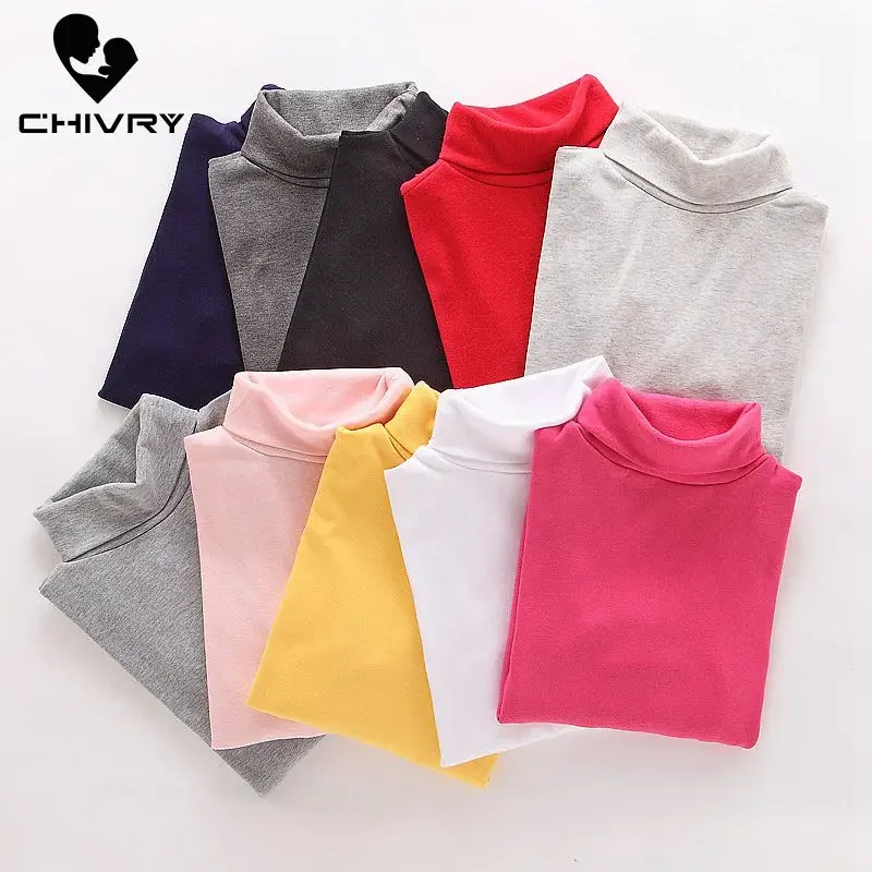 New 2024 Spring Autumn Boys Girls Kids Fashion Solid T Shirt Tops Children O-neck Long Sleeve Casual T-shirts