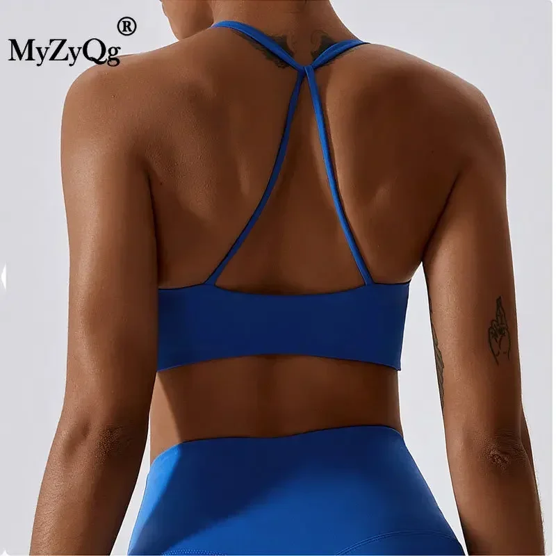 MyZyQg Women Shockproof Yoga Bras Quick Dry Sports Fitness Cross Beauty Back Gym Running Vest Tank Cropped Top Workout Outfits