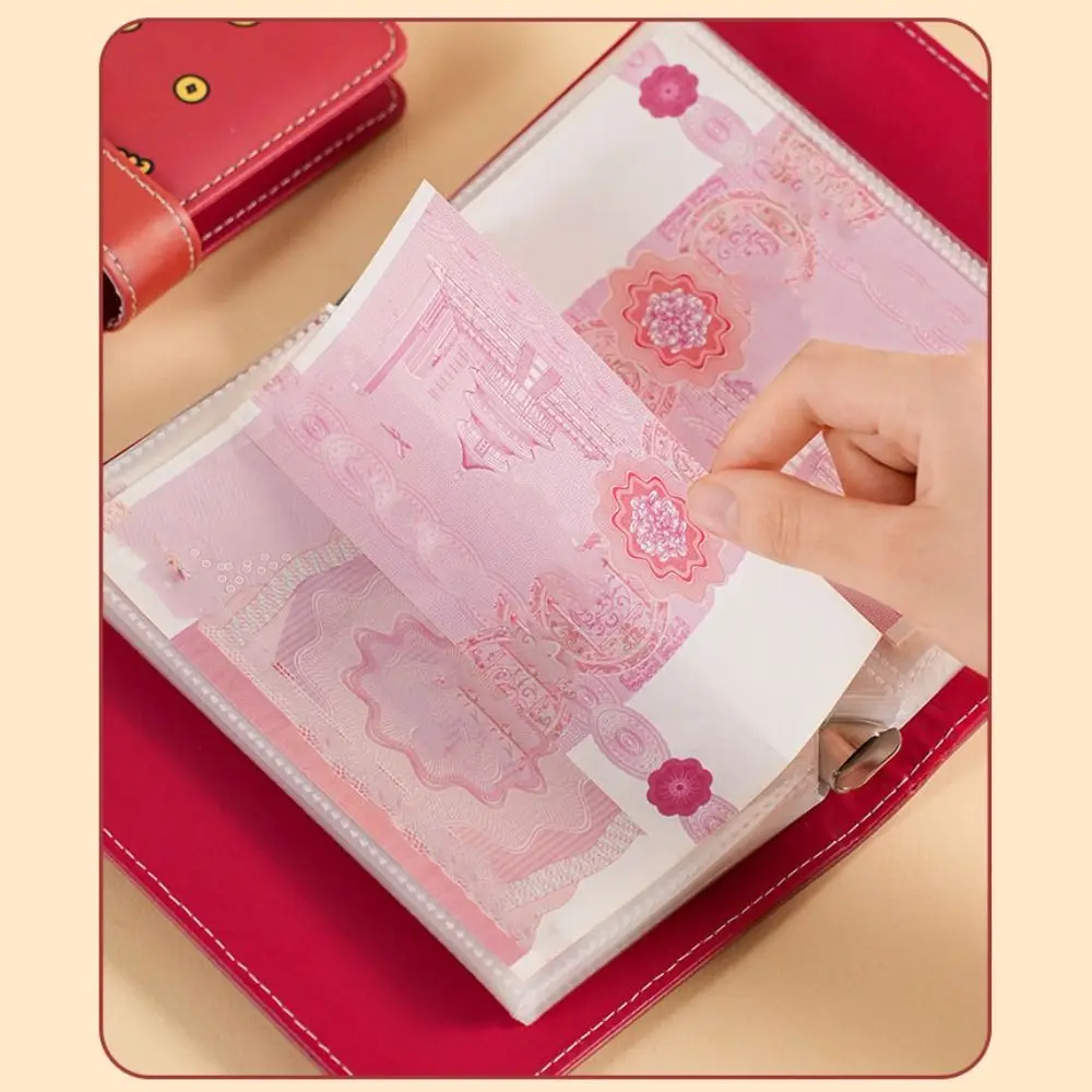 Carteira de Couro PU com Desenho Animado para Desafio de 100 Envelopes, Livro de Desafio de Economia de Dinheiro, Envelopes para Dinheiro e Manual de Poupança