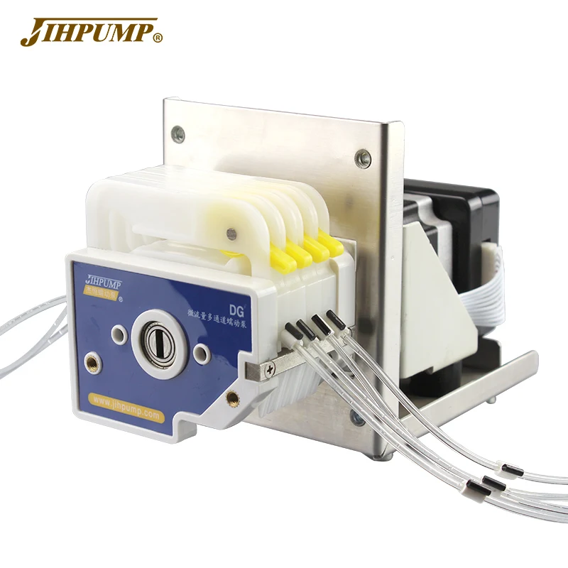 JIHPUMP Stepper Motor Multi Channel 12 Channels Peristaltic Pump 24V with 3mm BPT Silicone Tubing for Liquid Filling