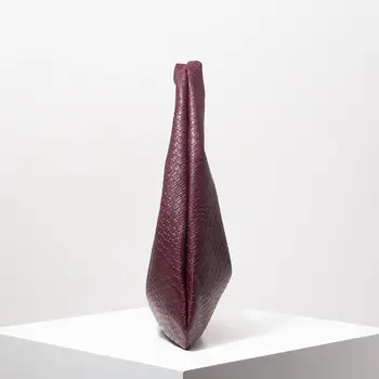 復古仿編織皮革單肩包,女士手提包,大容量托特包,新月形包,拉鍊腋下包,日常通勤包(圖案隨機) 8 最佳銷售 紅色編織袋 - №3