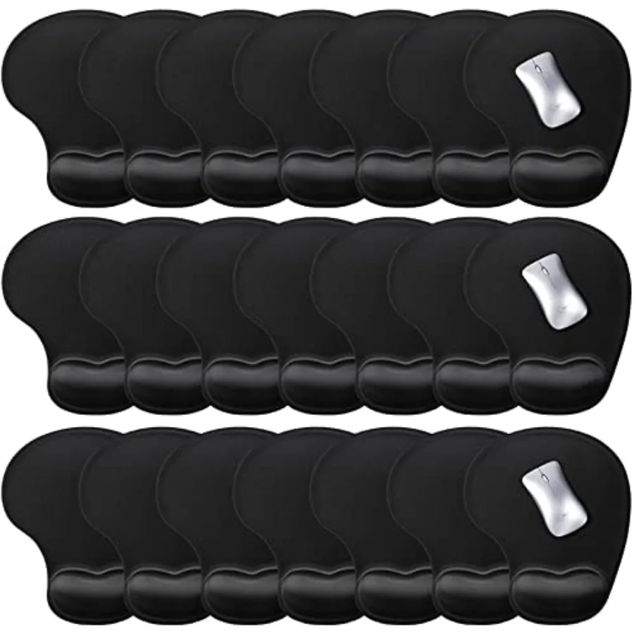 20 Pieces Ergonomic Mouse Pad with Wrist Support Gel Mouse Pad with Wrist Rest Black Pain Relief Comfortable Gaming Memory Foam