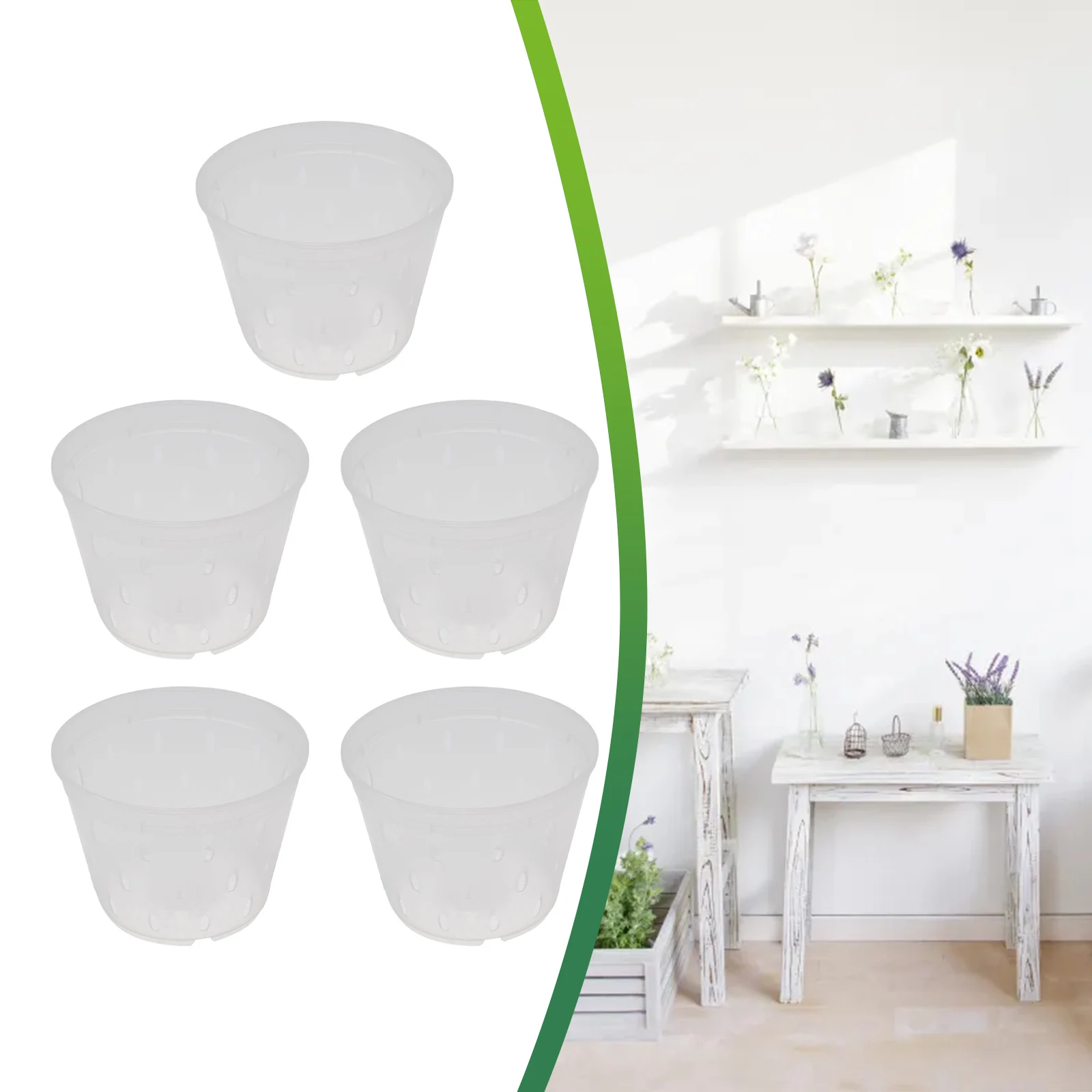 Orchid Pots Clear Orchid Pots 5 Inches Clear Durability High-Quality Material Longevity Plastic White With Holes