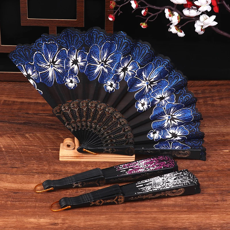 Printing Gilding Folding Fan Classical Dancing Fan Women Flowers Cheongsam Fan Portable Hand Held Wedding Chinese Fan Decor Gift