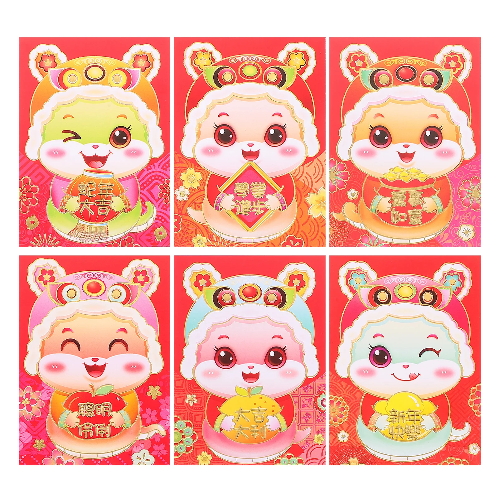 

60 шт. красных конвертов к Лунному Новому году 2025 года (Год Змеи), китайские конверты «Хунбао» для денег, праздничные подарочные пакеты для Весеннего фестиваля