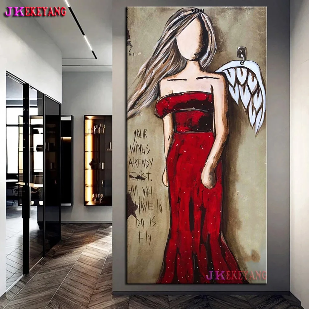 Full Square/Round Drill 5D DIY Diamond Painting Abstract Beauty Angel Diamond Embroidery Cross Stitch Home Decor Y5247