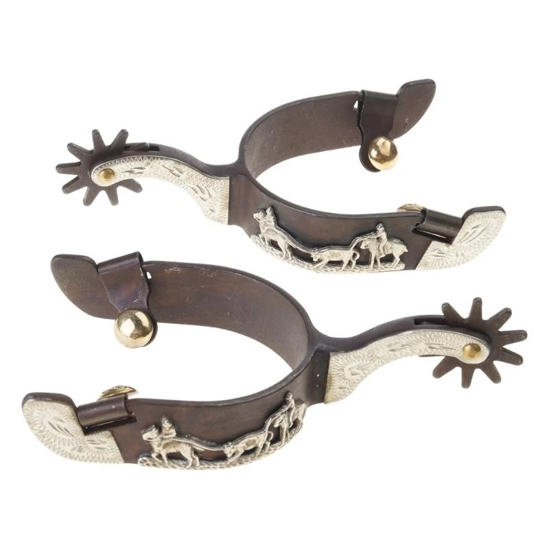 Hand Carved Horse Spur Replacement Mild Steel Western Cowboy Spur Mens Roping Spur Competition Equipments Easy to Use