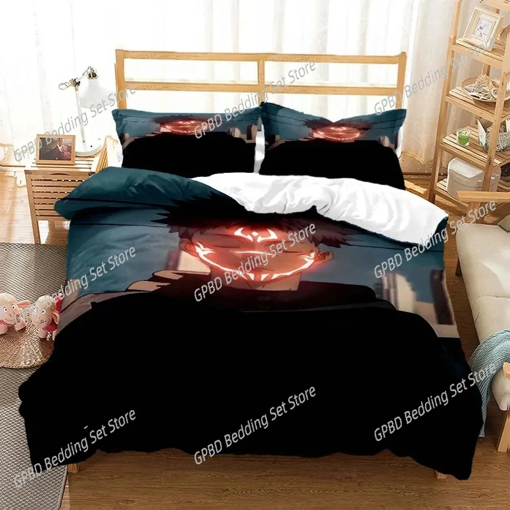 Anime Jujutsu Kaisen Gojo Satoru Bedding Set,Duvet Cover Bed Set Quilt Cover Pillowcase,King Queen Twin Size Boys Girls Adults