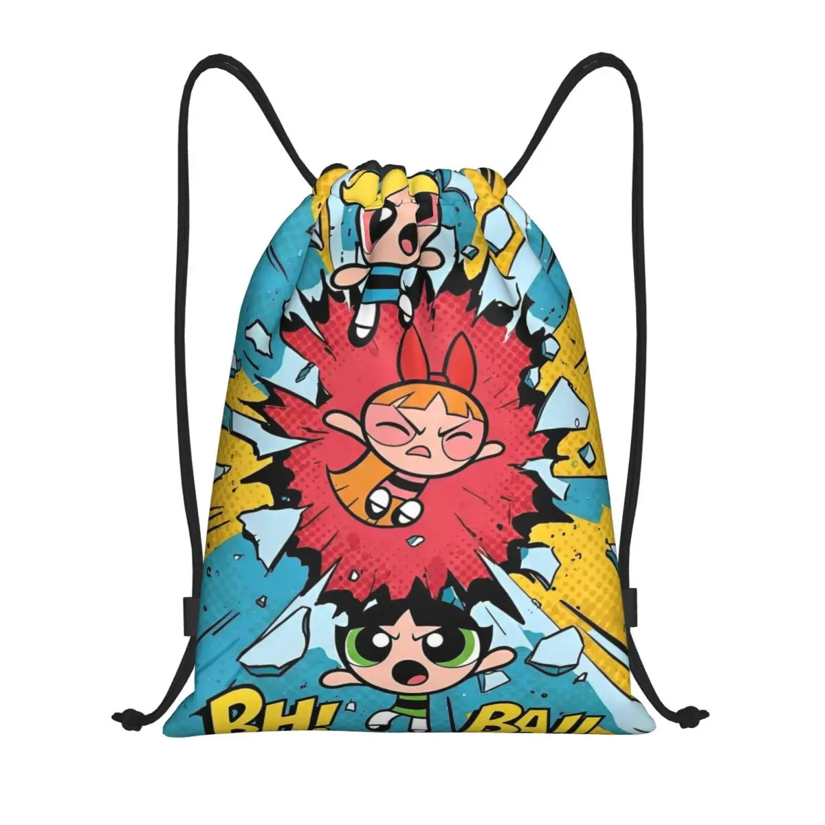 

Милый рюкзак с рисунком P-Powerpuff для девочек на шнурке, спортивный рюкзак для спортзала, сумка на шнурке для пеших прогулок