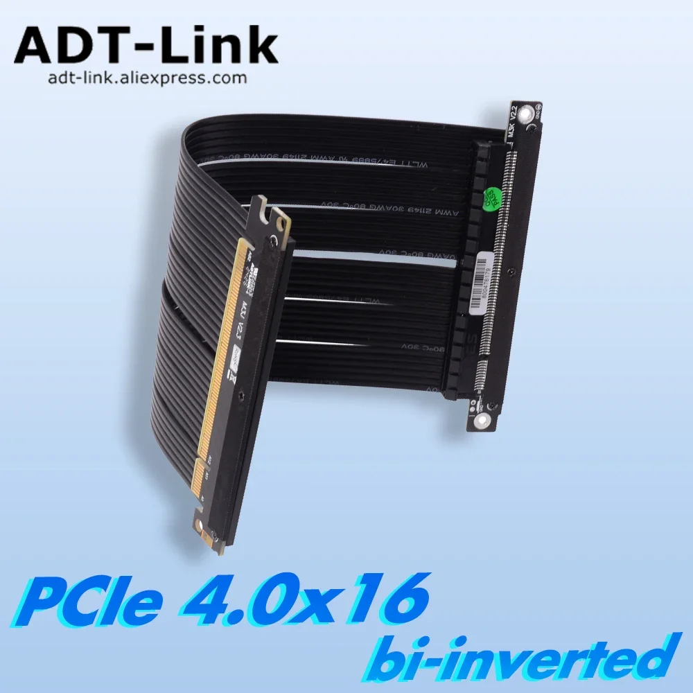 ADT PCIe 4.0 x16 Riser Cable Dual Reverse PCIe 4.0 Graphics Card Extension Cable for PCIe4.0 Video Card A4 ITX Mini Case 10-25cm