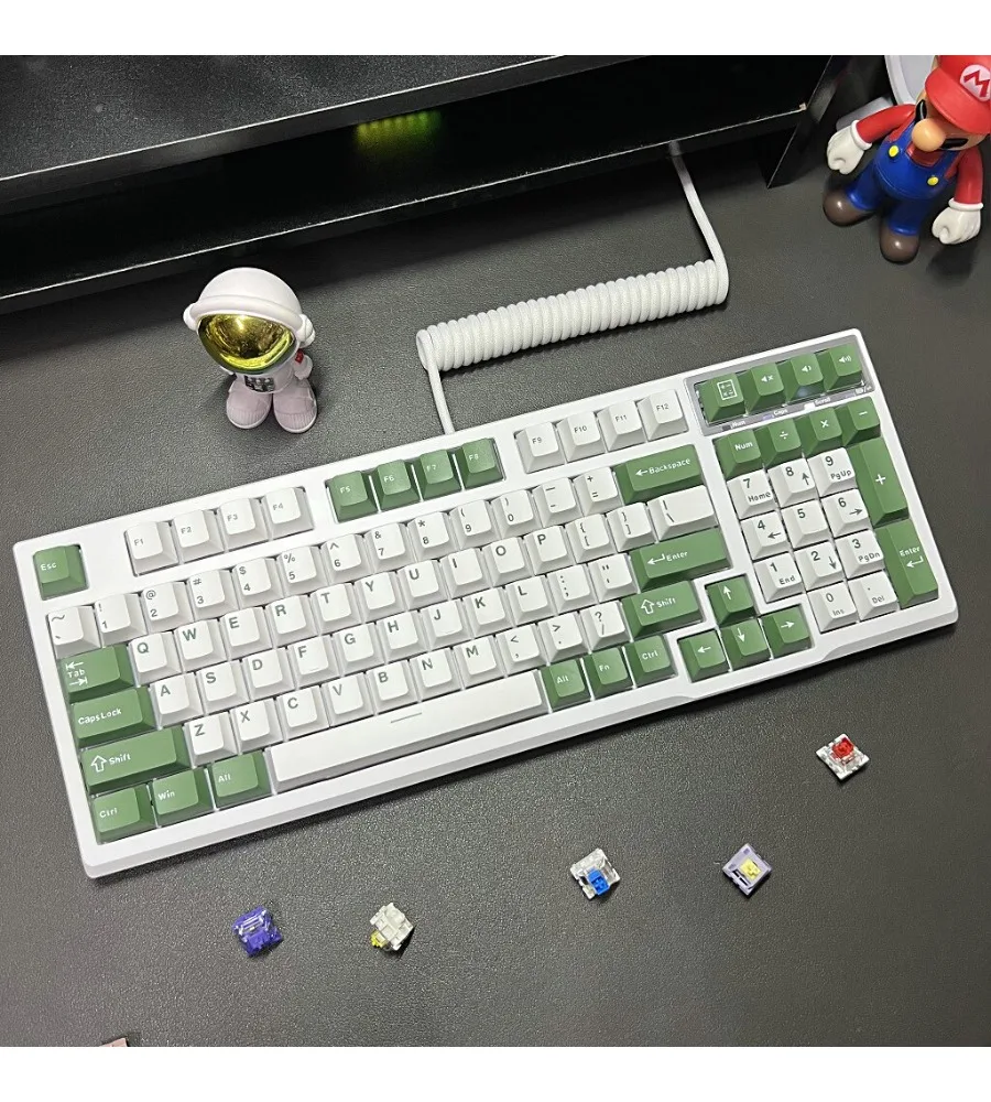 Original height PBT material 126 keys small full set of mechanical keyboard cheese green two-color keycaps