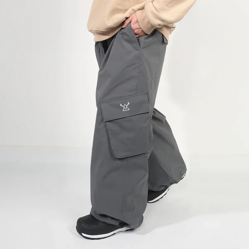Pantalon de ski baggy pour homme, salopette à bavette imperméable, pantalon cargo, vêtements de motoneige, hiver, 3L, 506fjMen, 2025