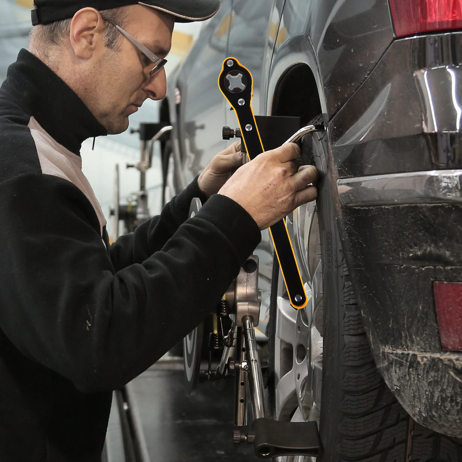 

Universal Labor-Saving Car Jack Ratchet Wrench Metal Swivel Lug Wrench Scissor Jack Handle for Easy Tire Change Cars Suvs Trucks