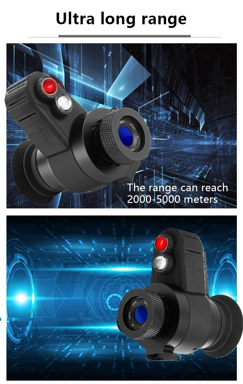 Night Vision Monocular Goggle Head Mounted 850nm Infrared Hunting Telescope for Helmet 1.54 Inch HD Screen Rechargeable Equipmen