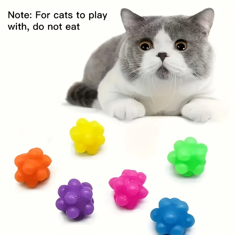 5/50 Stück TPR Elastisches Katzenspielzeug-Set Interaktive Springbälle Zufällige Farben Unterhaltungsartikel für Haustiere Indoor-Spielspielzeug – Detail 4