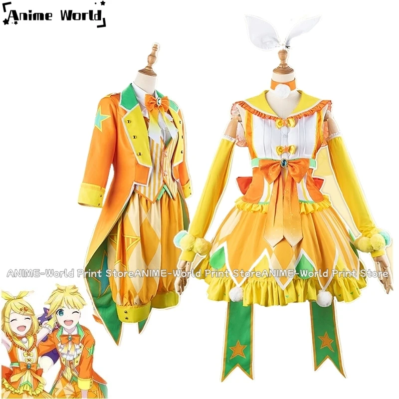 

《Custom Size》Game PJSK Rin Len Cosplay Costumes Cute Party Suit Project Sekai Cosplay Clothing Halloween Carnival