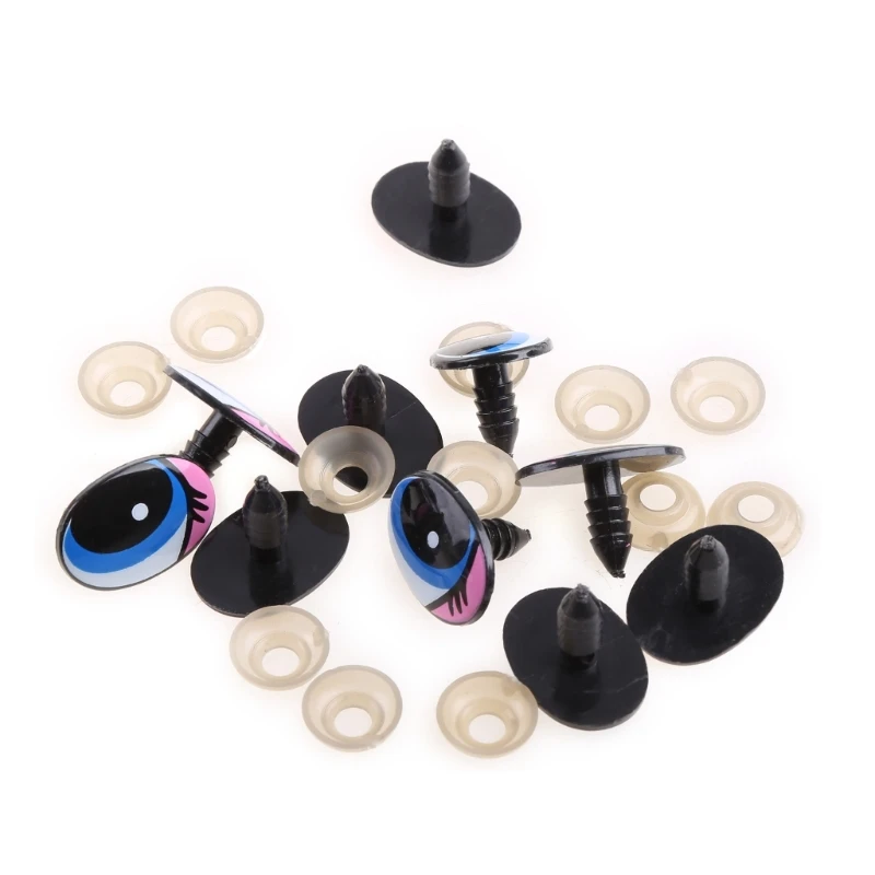 Yeux ovales bleus en plastique pour marionnettes, accessoires pour poupées DIY, 24x18mm, 5 paires (10 pièces)