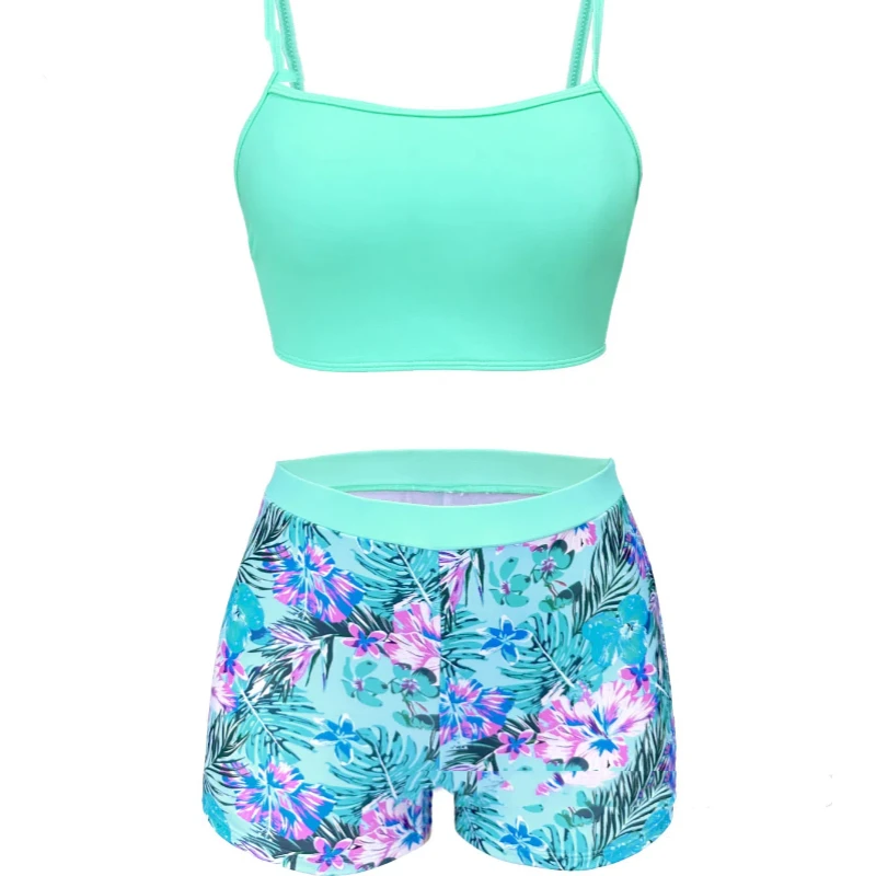 Summer Floral Printed Bikini Set Women's Sexy 3-Piece Swimwear Beach Cover Up Beach See Through Shirts Sexy Bikini Shorts Suit