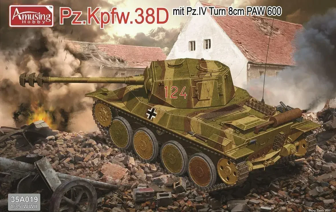 

Забавное хобби 35A019 Масштаб 1/35, немецкий танковый комплект 38 D mit Pz, IV Turm и 8 см PAW600