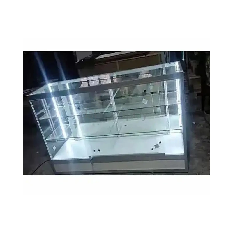 Custom. high quality tempered glass showcase retail smoke store display counter with full adjustable shelves cabinet