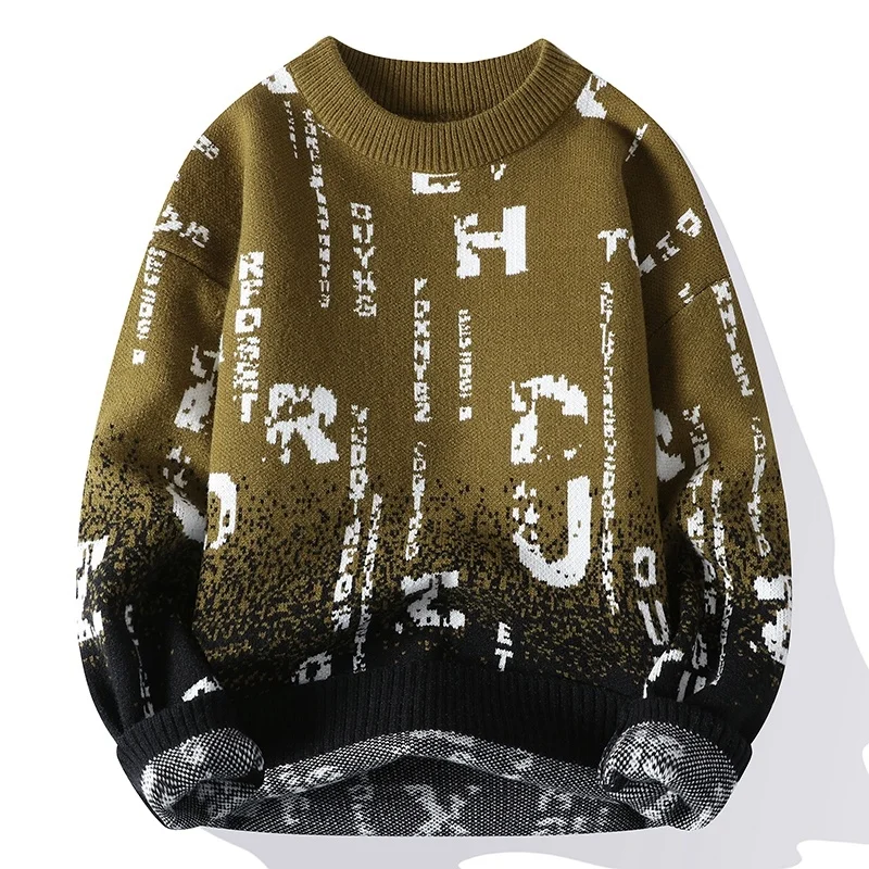 Winter Fashion New Letter Printed Sweater Men Streetwear Thick Warm Mens Christmas Sweaters Top Quality Male Turtleneck Pullover