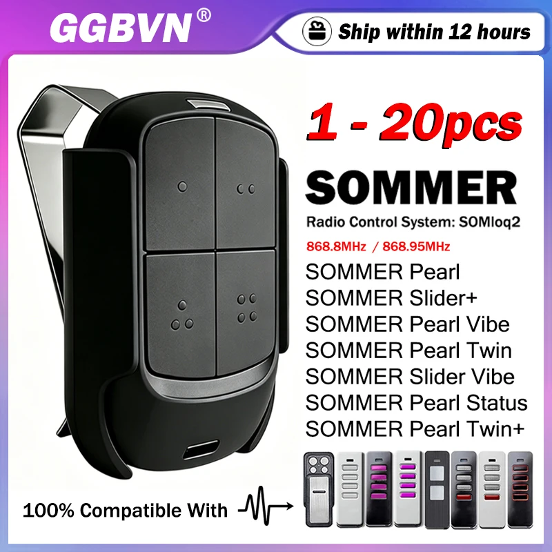 SOMMER Pearl Vibe Twin 4018V000 4018V020 4018V375 4019V000 TX55-868-4 TRX55-868-4 Garage/Gate Remote Control 868.8MHz 868.95MHz