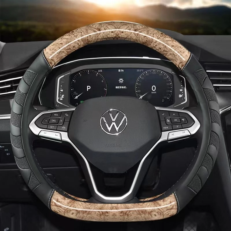 D Shape Car Steering Wheel Cover For VW Golf 7 8 Polo 2014-2021 Scirocco Jetta 6 2017-2021 Santana 2016-2021 Tiguan 2015-2021