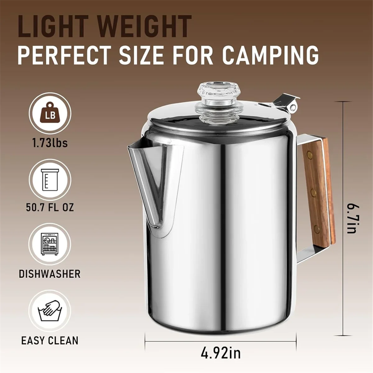 Coffee Percolators Stovetop for Camping, Percolator Coffee Pot Stainless Steel Coffee Maker Camping Outdoors Home 9 Cup