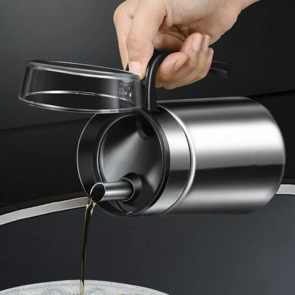 304 Stainless Steel Oil Dispenser For AKL Kitchen Vinegar Sauce Pot Leakproof Bottle Dustproof Cooking Storage Container