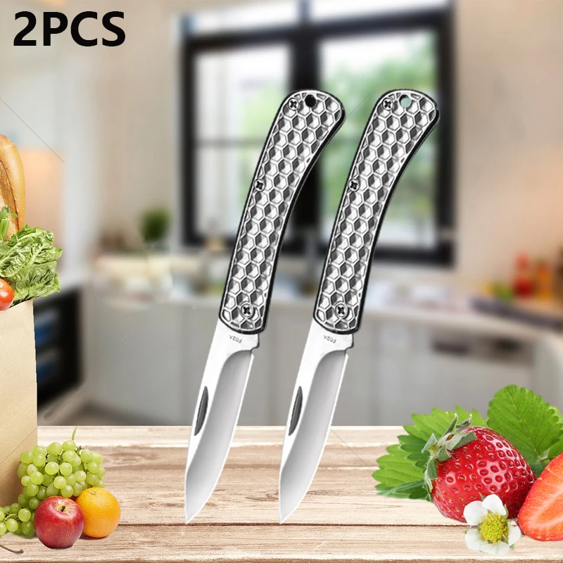 WXCOO Klappbares Obstmesser aus Edelstahl, multifunktionale Küche zum Kochen von Werkzeugen, Haushalts-Obstschäler, Taschenmesser