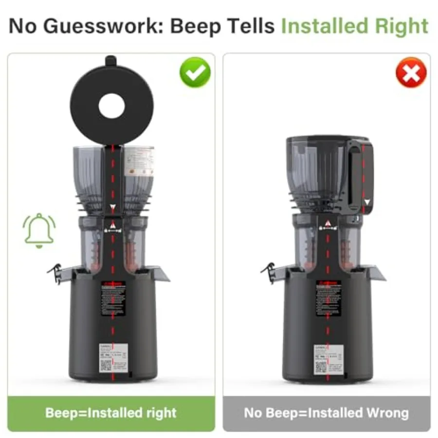 عصارة ضغط بارد 300 وات للخضروات والفواكه بأكملها مع عصارة مضغ بطيئة مقاس 6 بوصات سهلة التنظيف عالية الجو #6