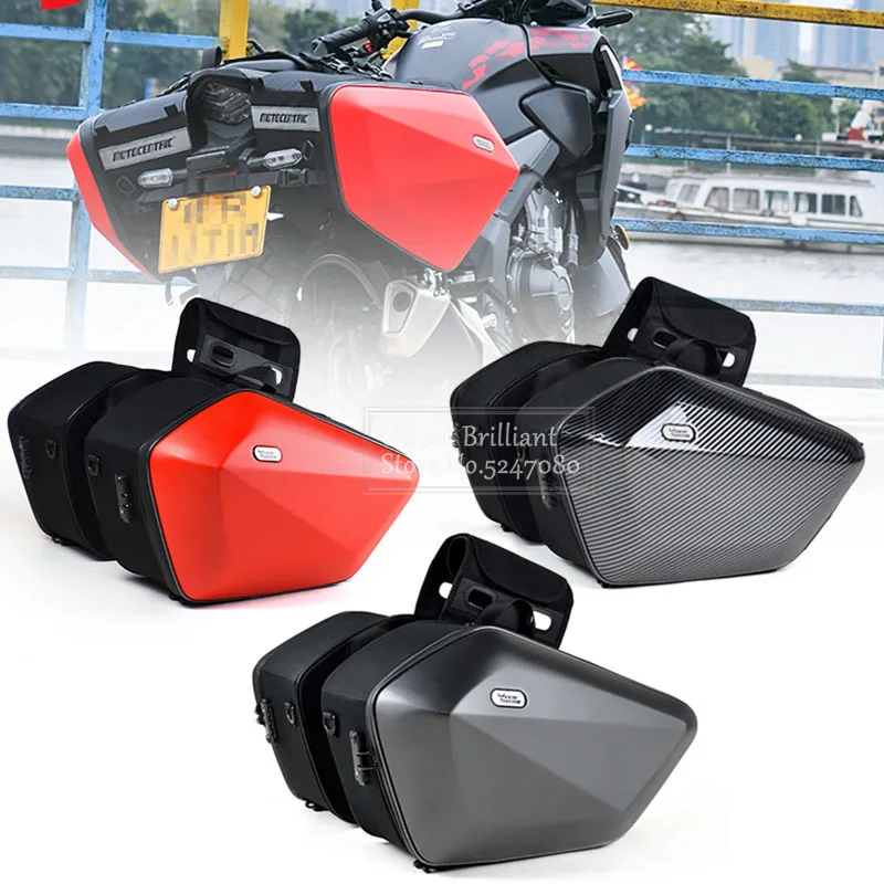 

Motorcycle Saddle Bag Travel Camping Hard Shell Motocross Side Bag Waterproof Motorbike Helmet Side Suitcase Expandable